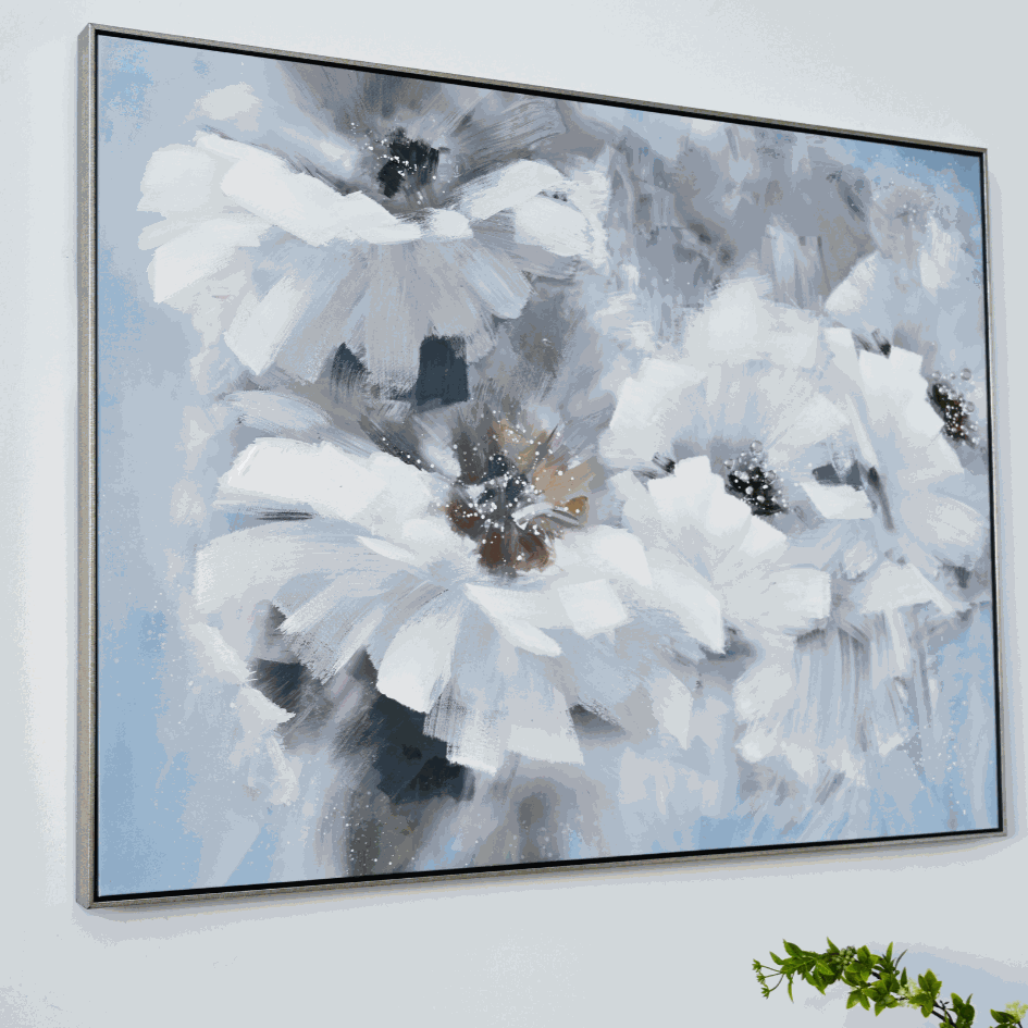 Abstract Floral Canvas in Silver Frame - Image 6