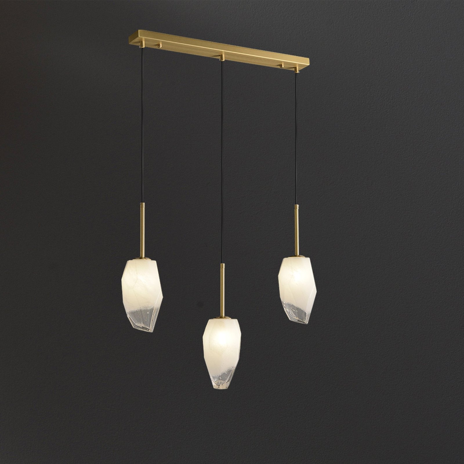 3 Lights Lily Line glass chandelier - Image 2