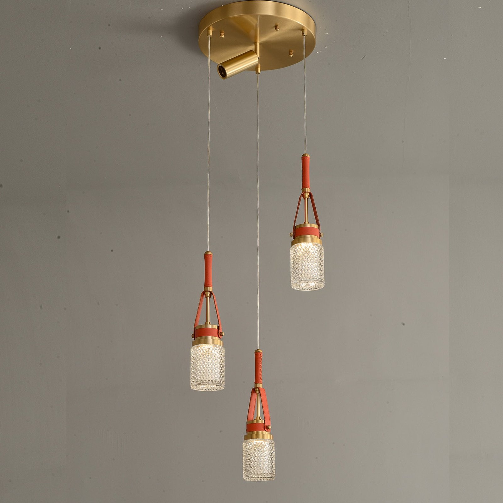 Creative red leather chandelier - Image 3