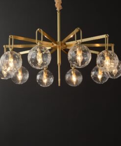 Alternative view of 10 Lights Glass Round Ball Modern Brass Chandelier