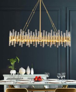 Alternative view of Rectangle Brass Glass Chandelier Lighting