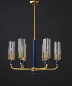 6 Lights Blue leather chandelier