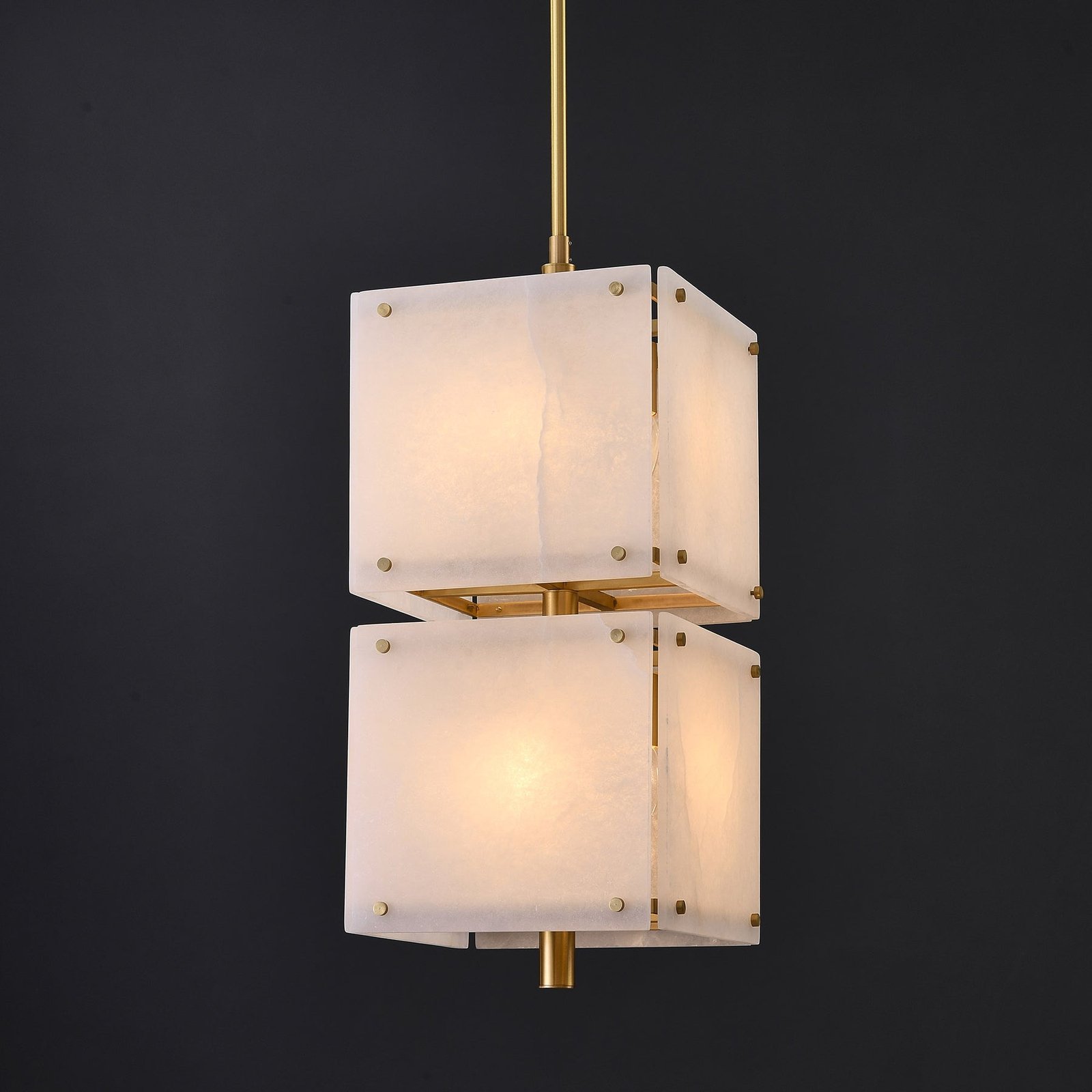 Square marble double head chandelier - Image 2