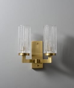 2-Lights Transparent Glass Wall Sconce