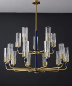 15 Lights Blue leather chandelier
