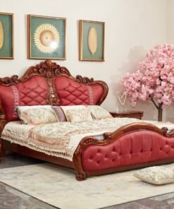 Luxury ebony wood leather bed
