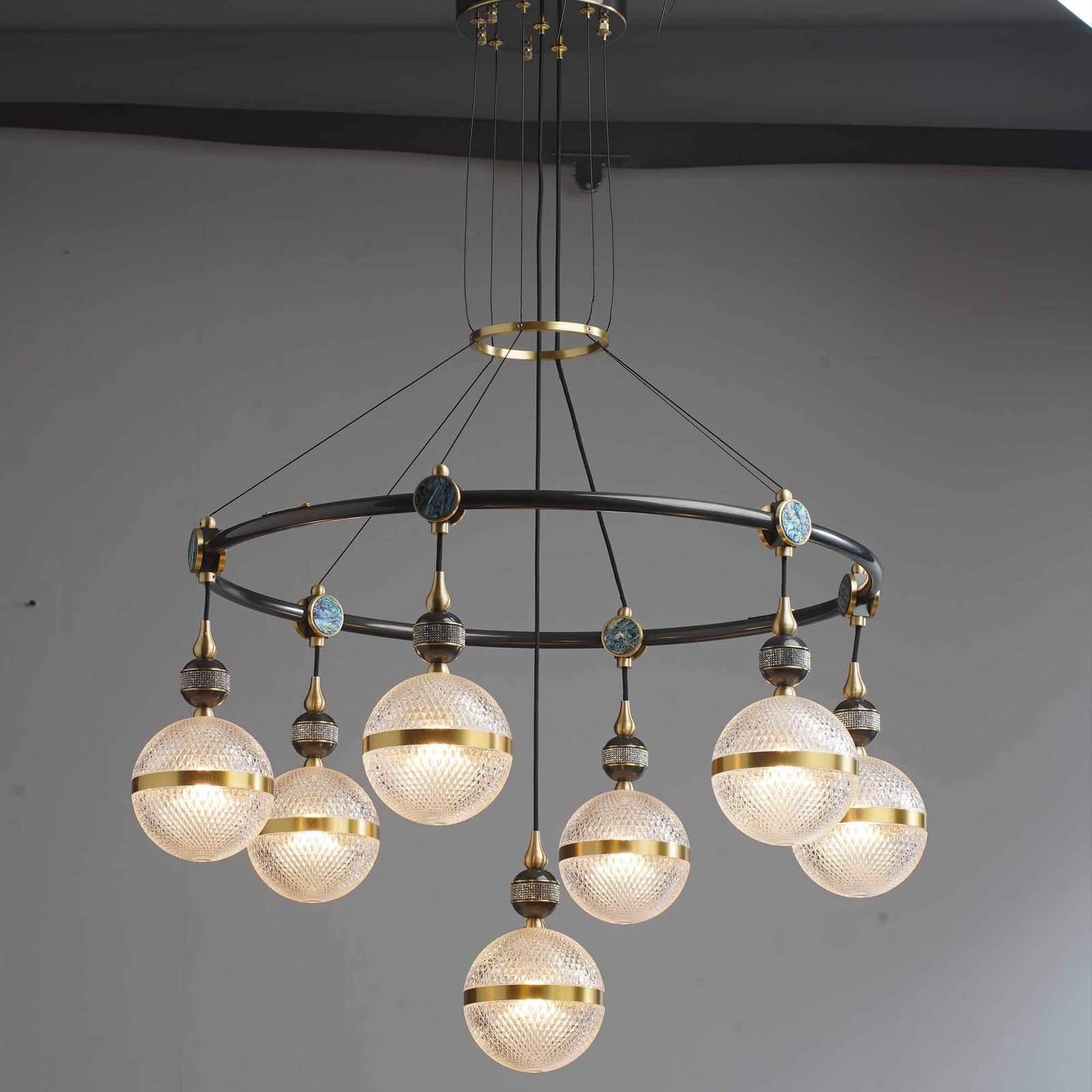 Creative black ring chandelier - Image 2