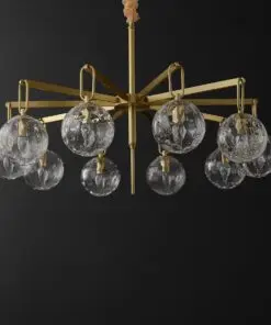 10 Lights Glass Round Ball Modern Brass Chandelier