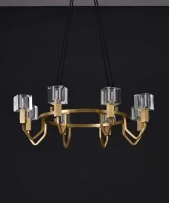 8 Light Round Cube Crystal Chandelier
