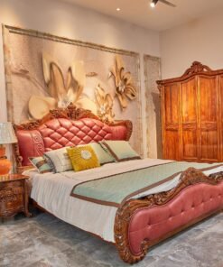 Luxury ebony wood leather bed