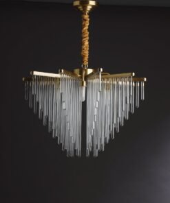 Modern linear brass chandelier
