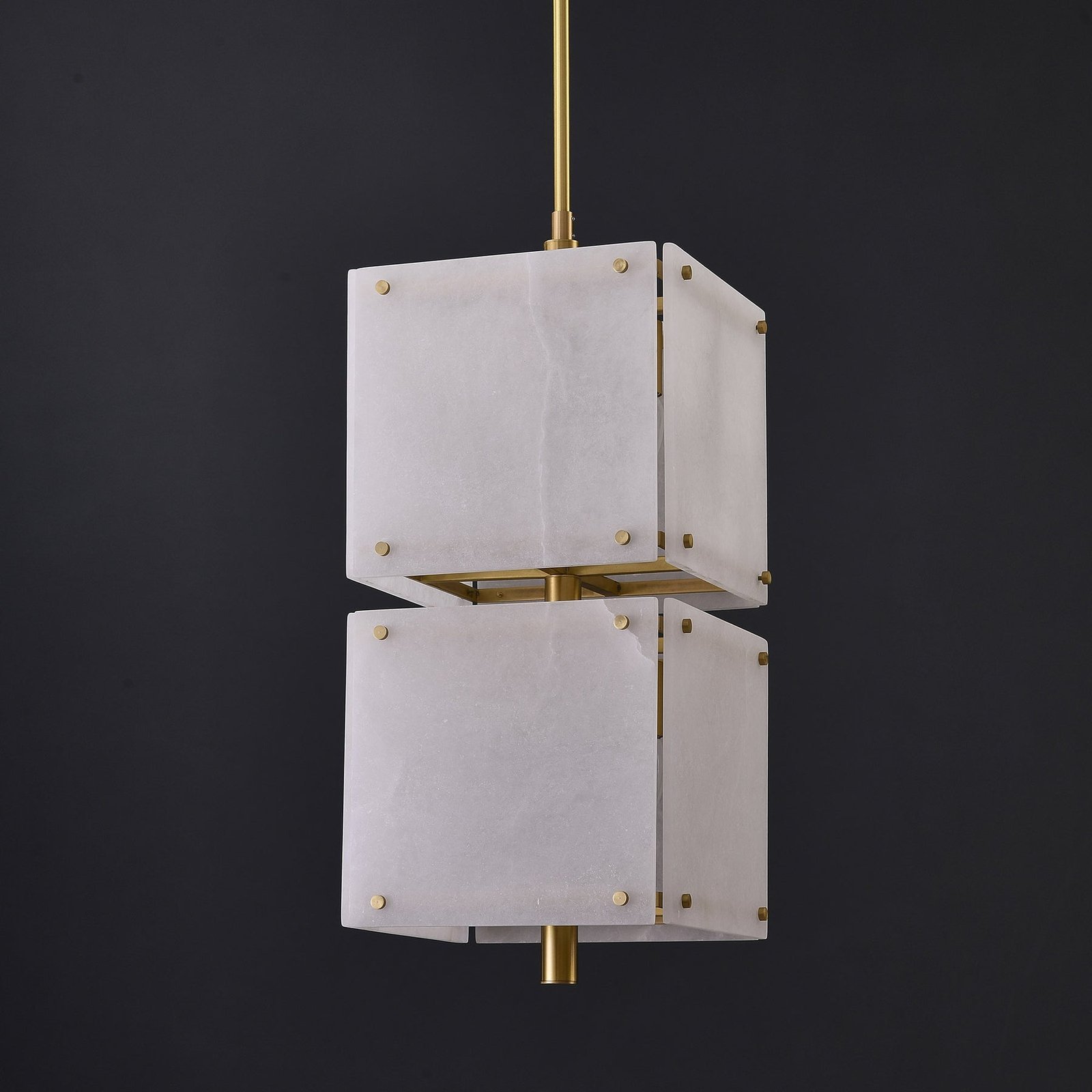 Square marble double head chandelier