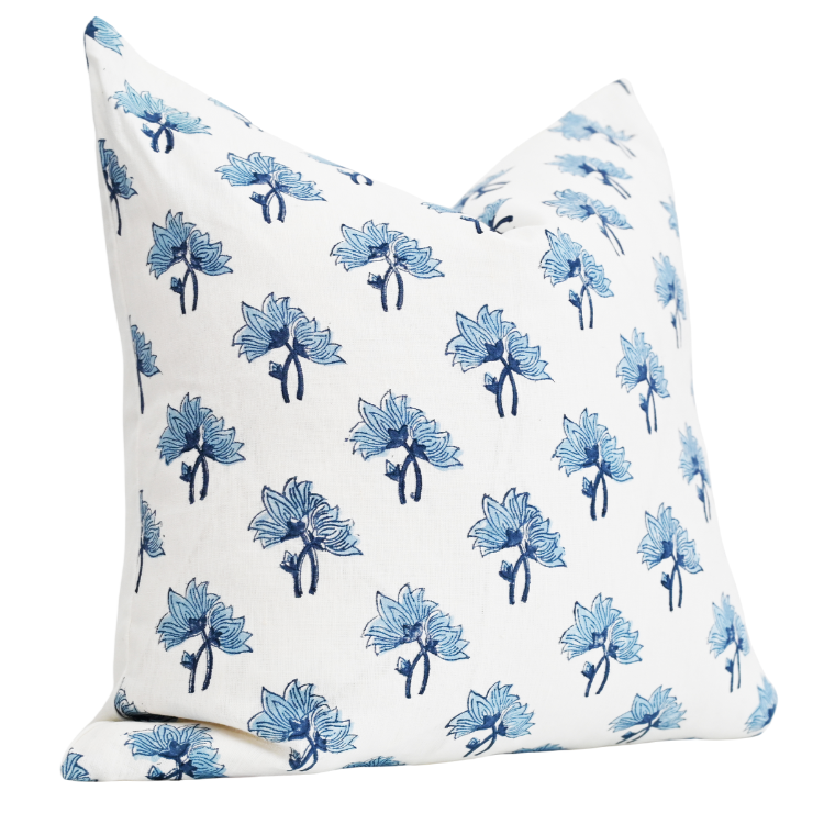 Flannel Block Print Square Linen Cushion Cover Only