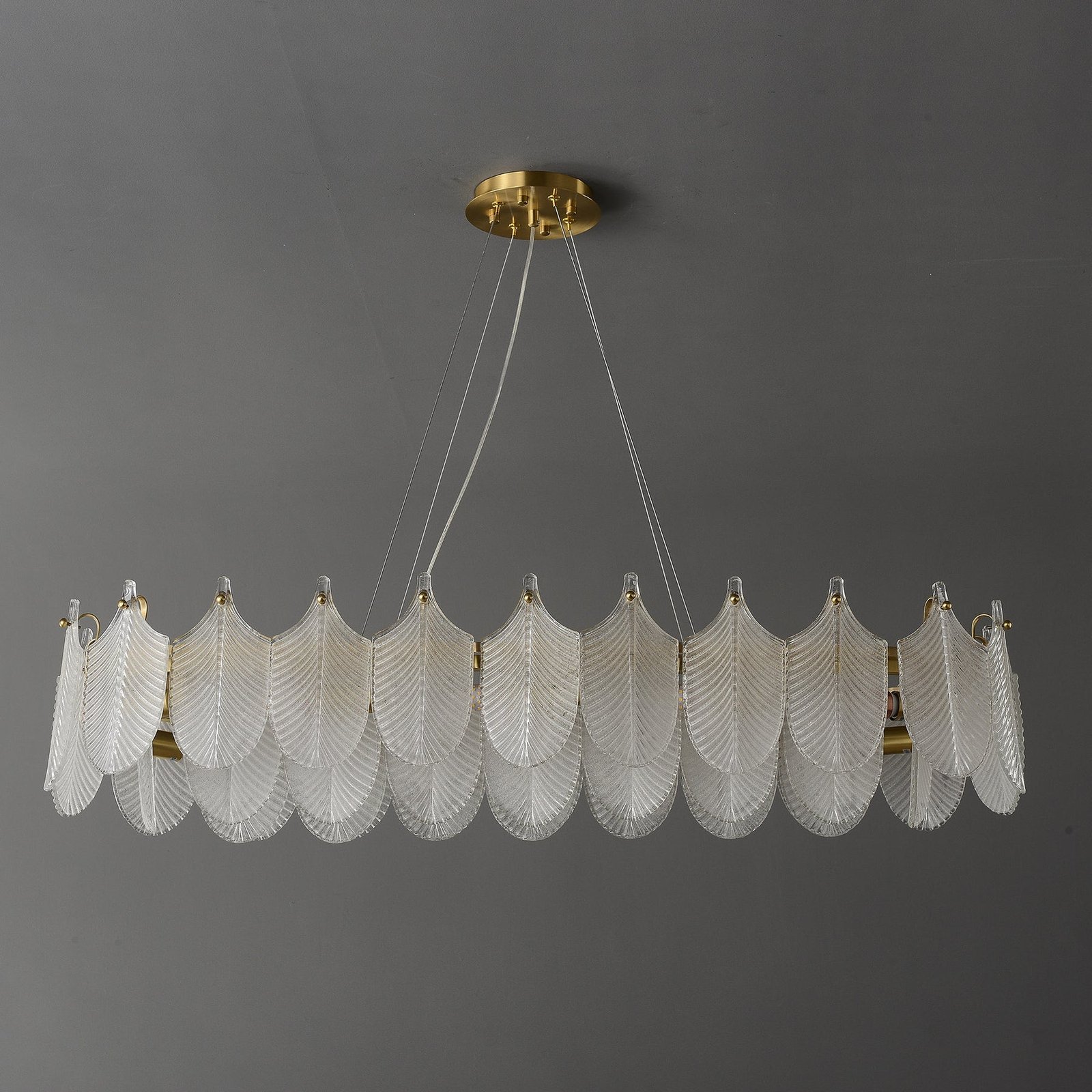 White Leaf rectangular chandelier