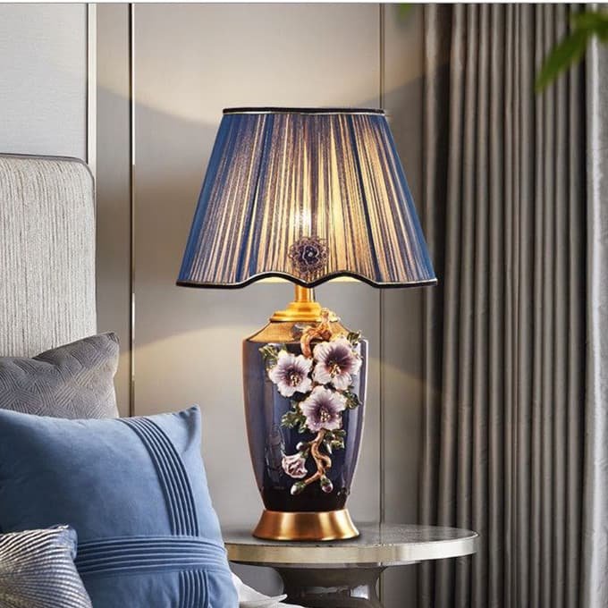 Blue cone table lamp