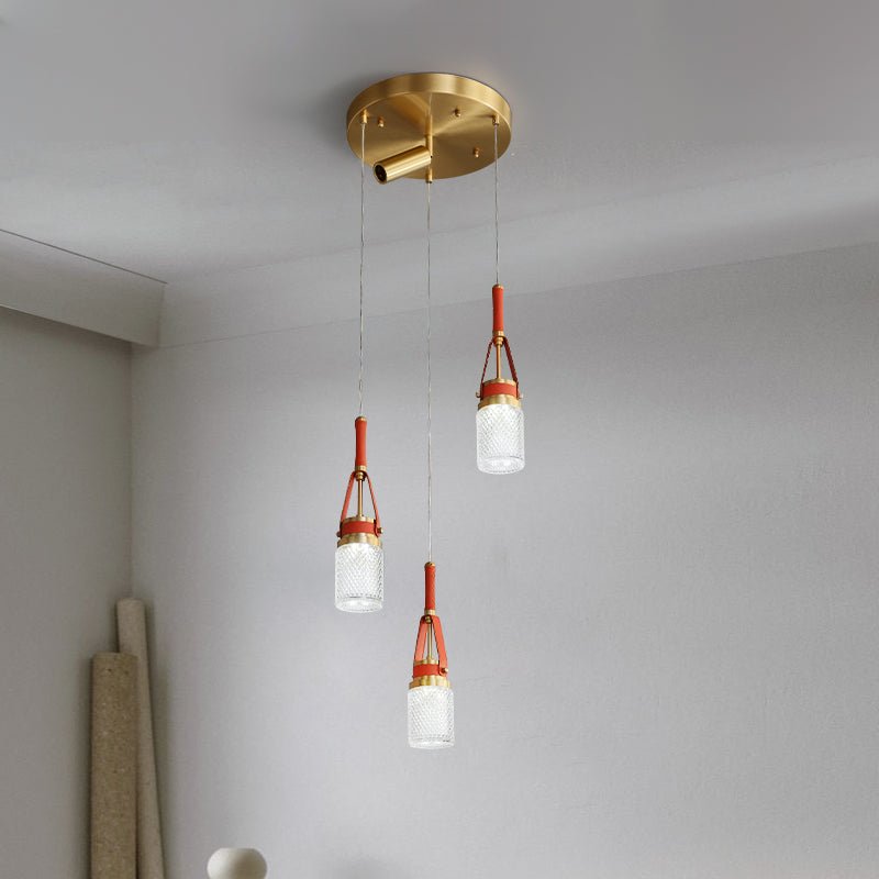 Creative red leather chandelier - Image 2