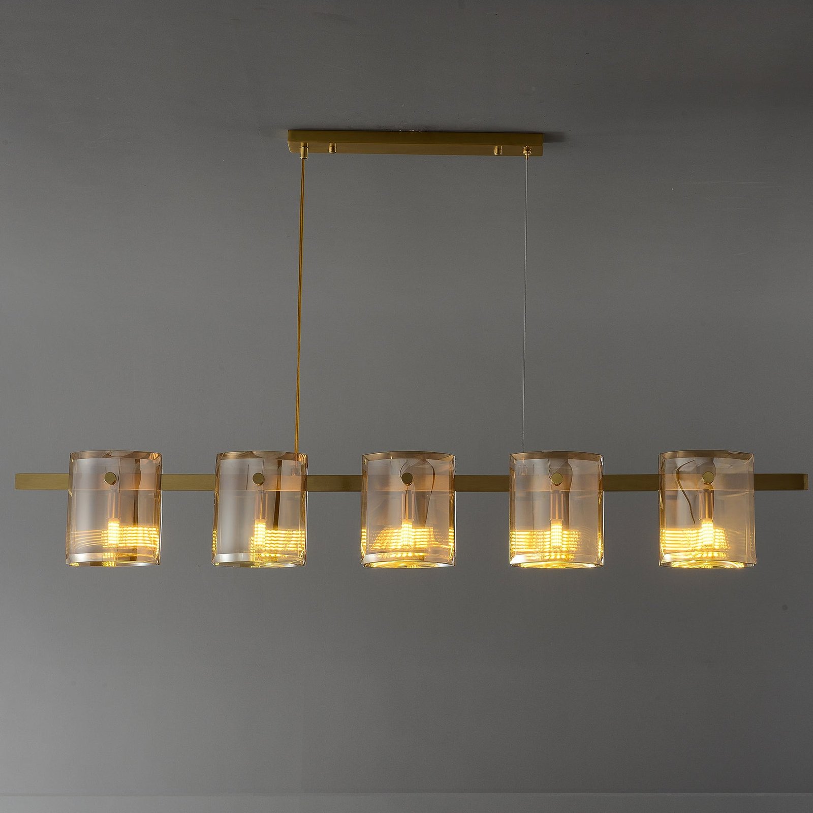 Modern Linear Smoke grey Rectangle chandelier L48" - Image 4