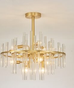 Alternative view of Long tube golden chandelier
