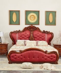 Alternative view of Luxury ebony wood leather bed