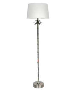 Palm Leaf Floor Lamp - Silver With White Shade