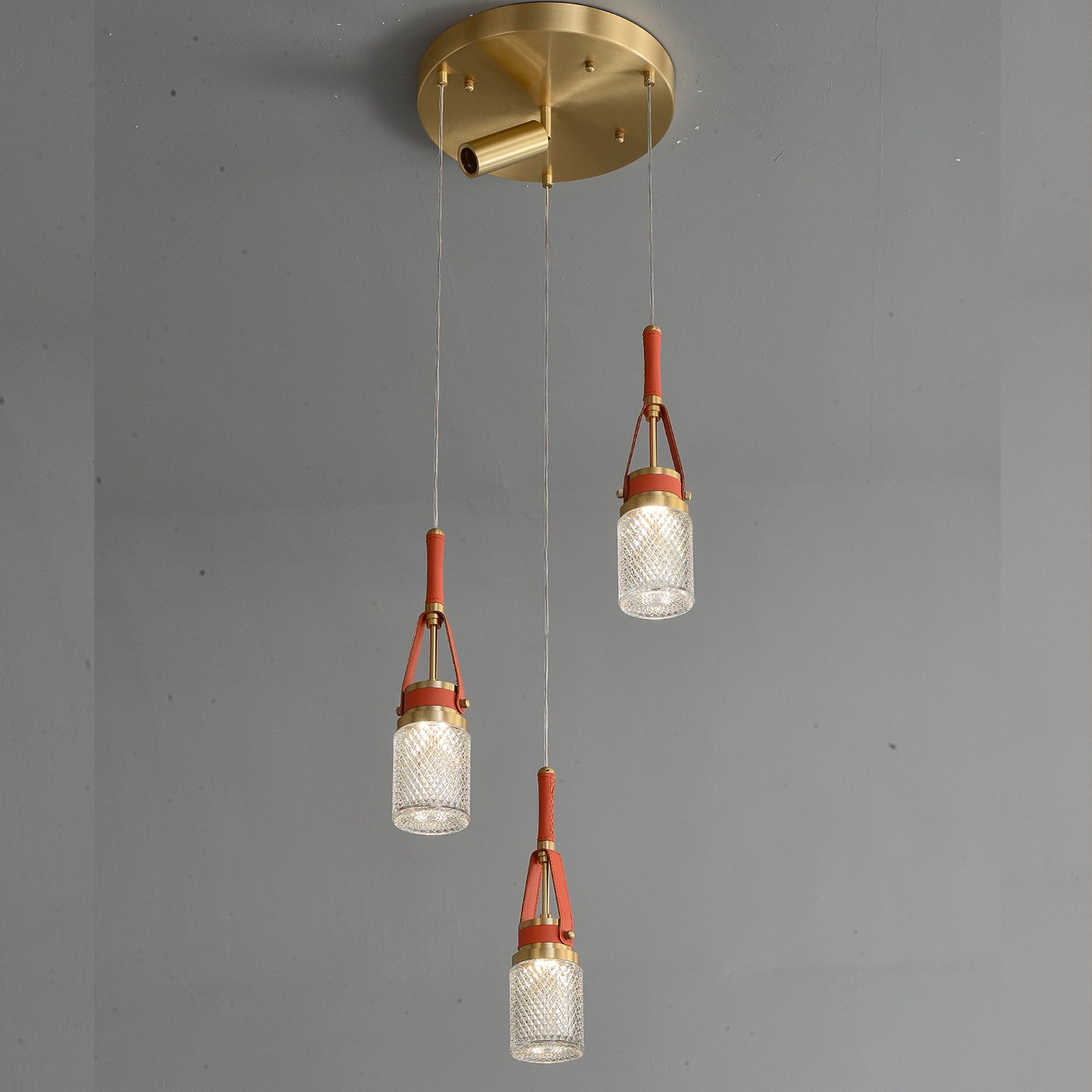 Creative red leather chandelier