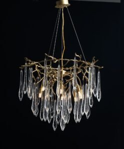 Alternative view of Modern Crystal Tassel Pendant Ring Ice Crystal Chandelier