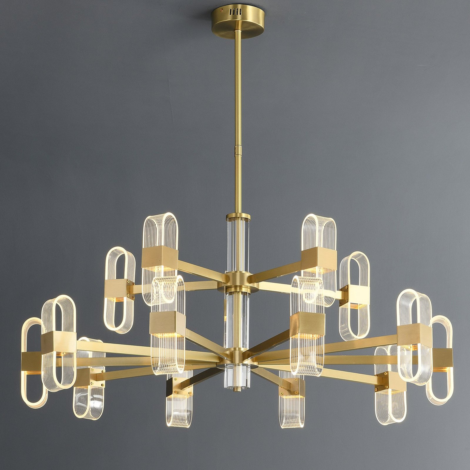 Gold Line Double Layer Chandelier - Image 6