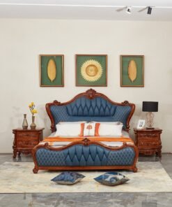 Alternative view of Luxury ebony wood leather bed