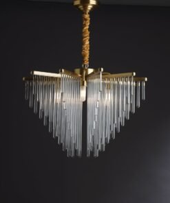 Alternative view of Modern linear brass chandelier