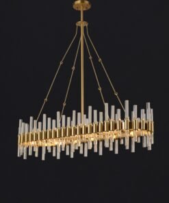 Rectangle Brass Glass Chandelier Lighting