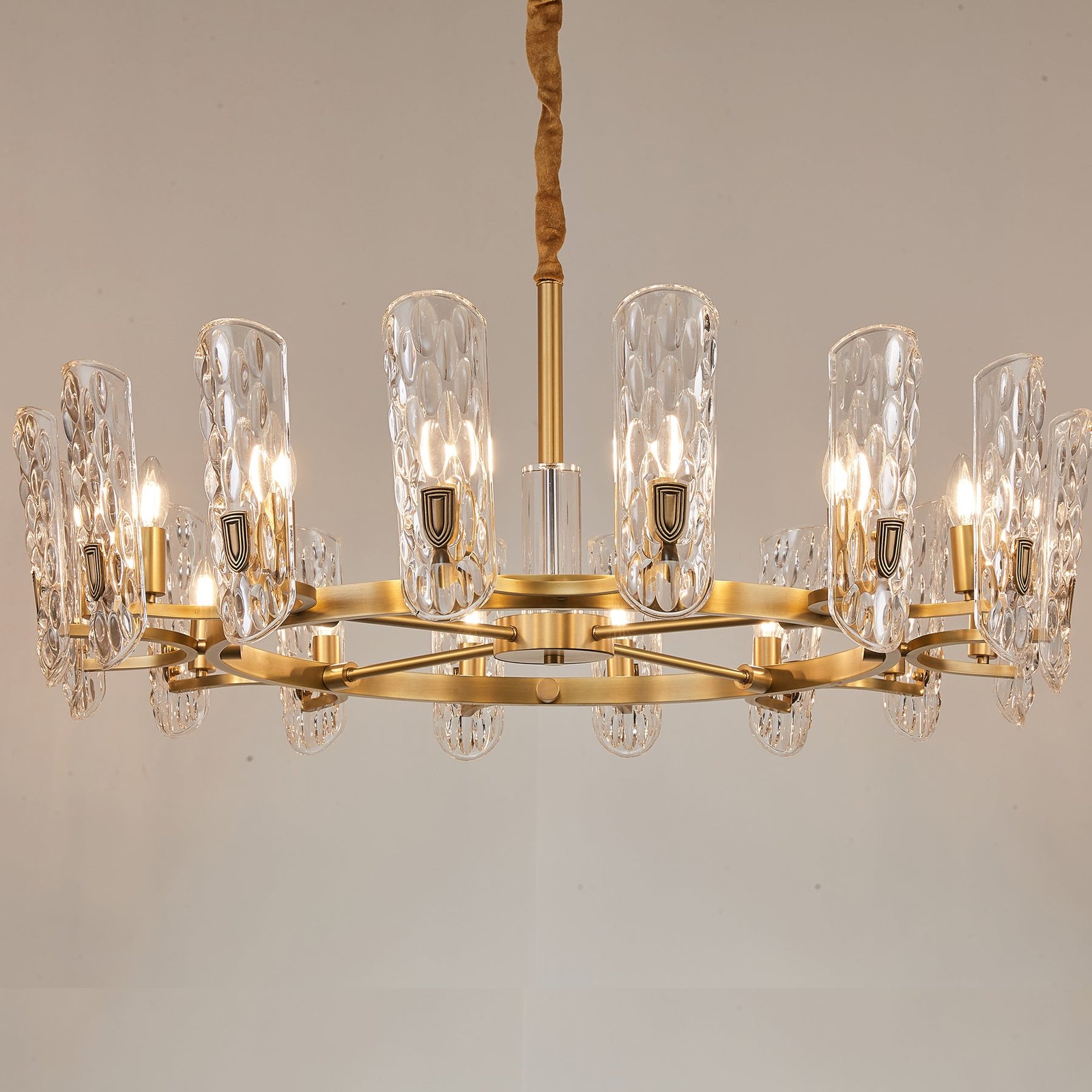 Water pattern glass gold chandelier - Image 2