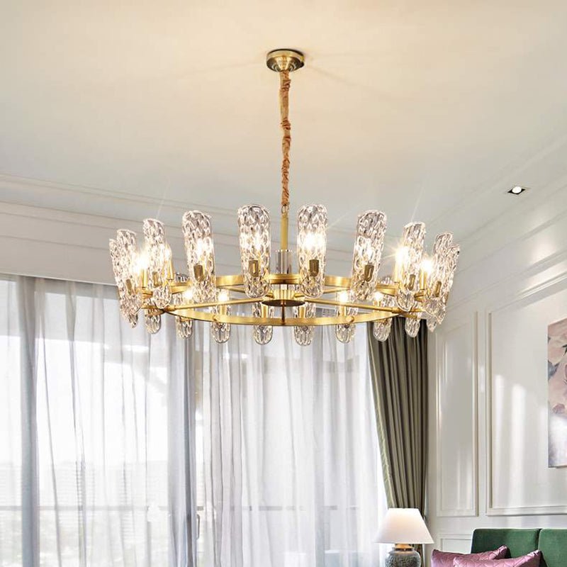 Water pattern glass gold chandelier - Image 3