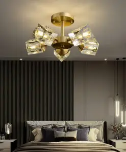 6-Lights Crystal Square Round Chandelier