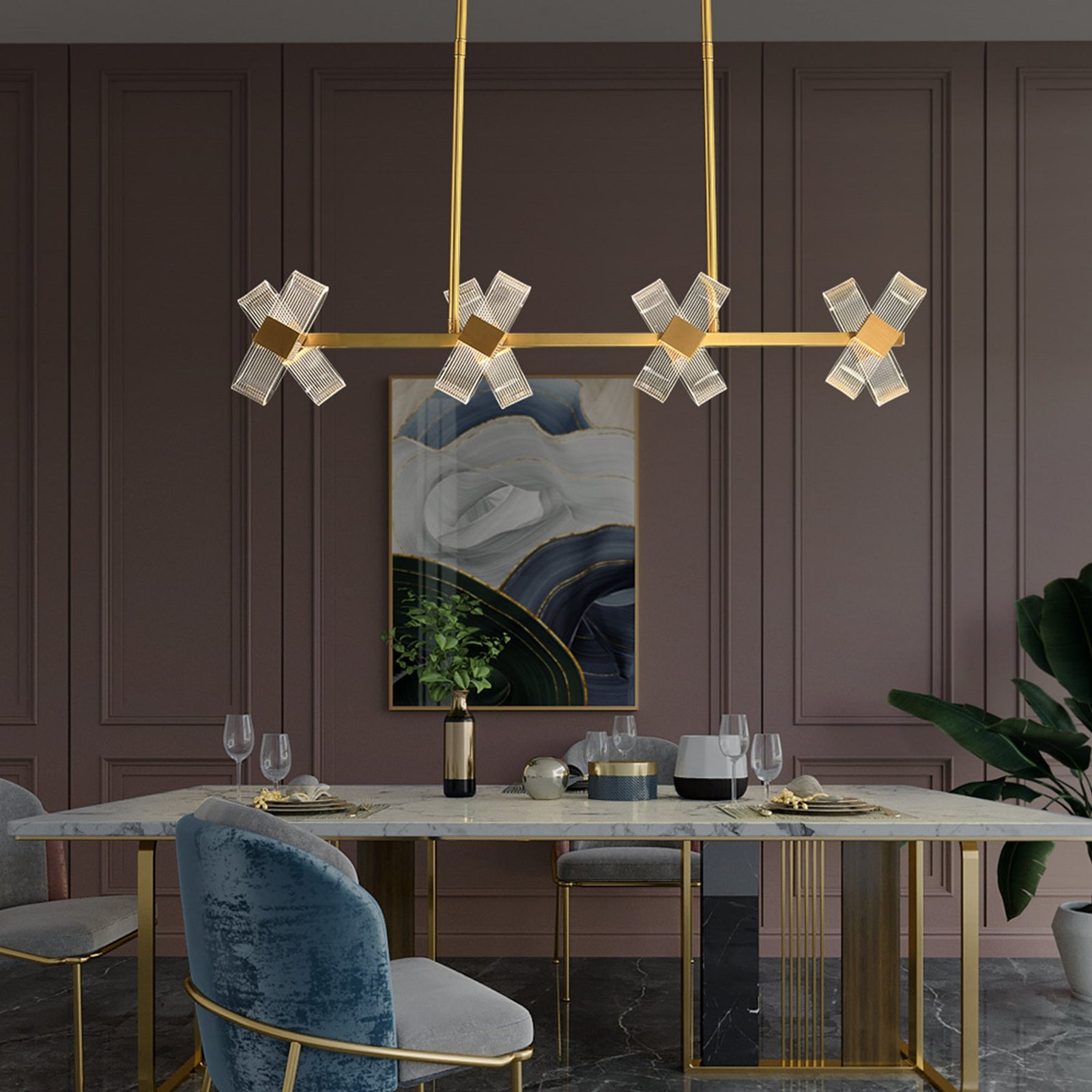 Gold Line Cross Chandelier - Image 8