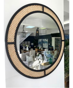 Alternative view of Bris Floor Ballina Black Iron And Rattan Round Mirror