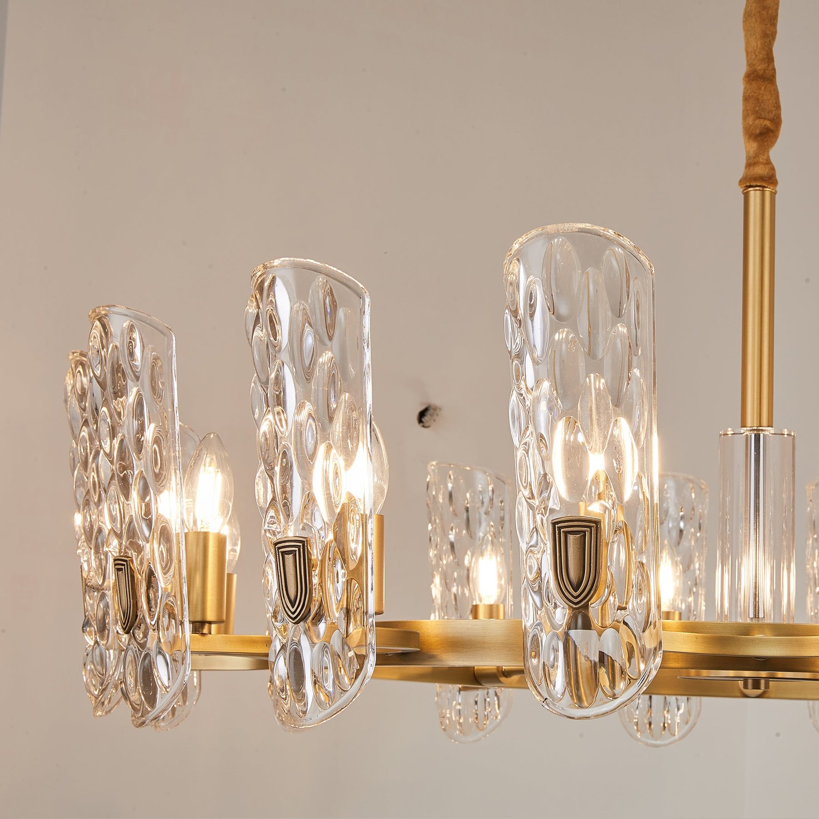 Water pattern glass gold chandelier - Image 4