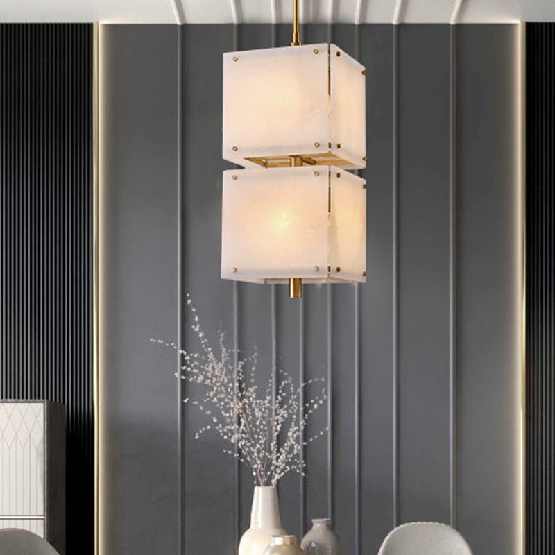 Square marble double head chandelier - Image 3
