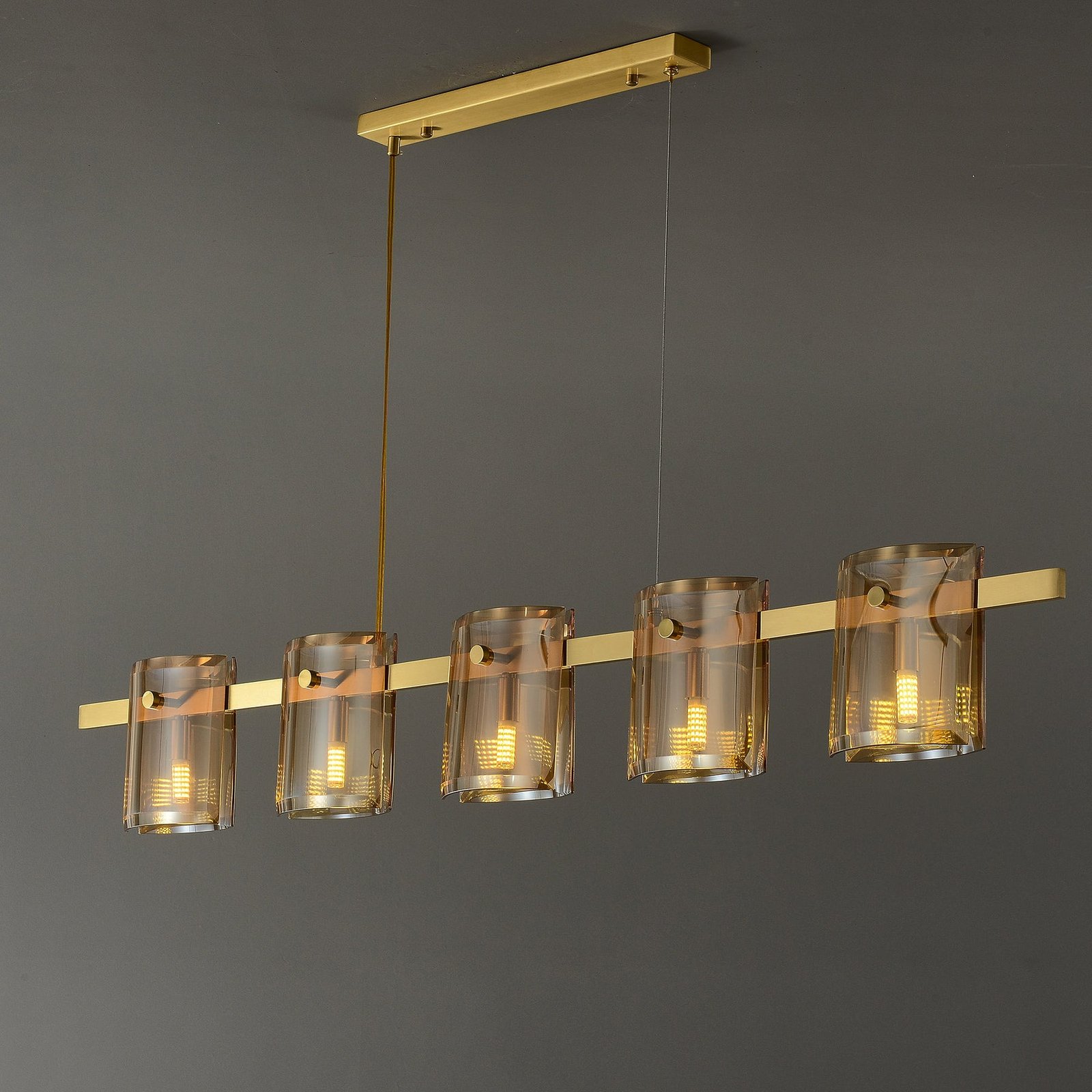 Modern Linear Smoke grey Rectangle chandelier L48" - Image 5