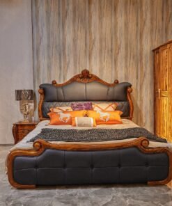 Alternative view of Luxury ebony wood leather bed