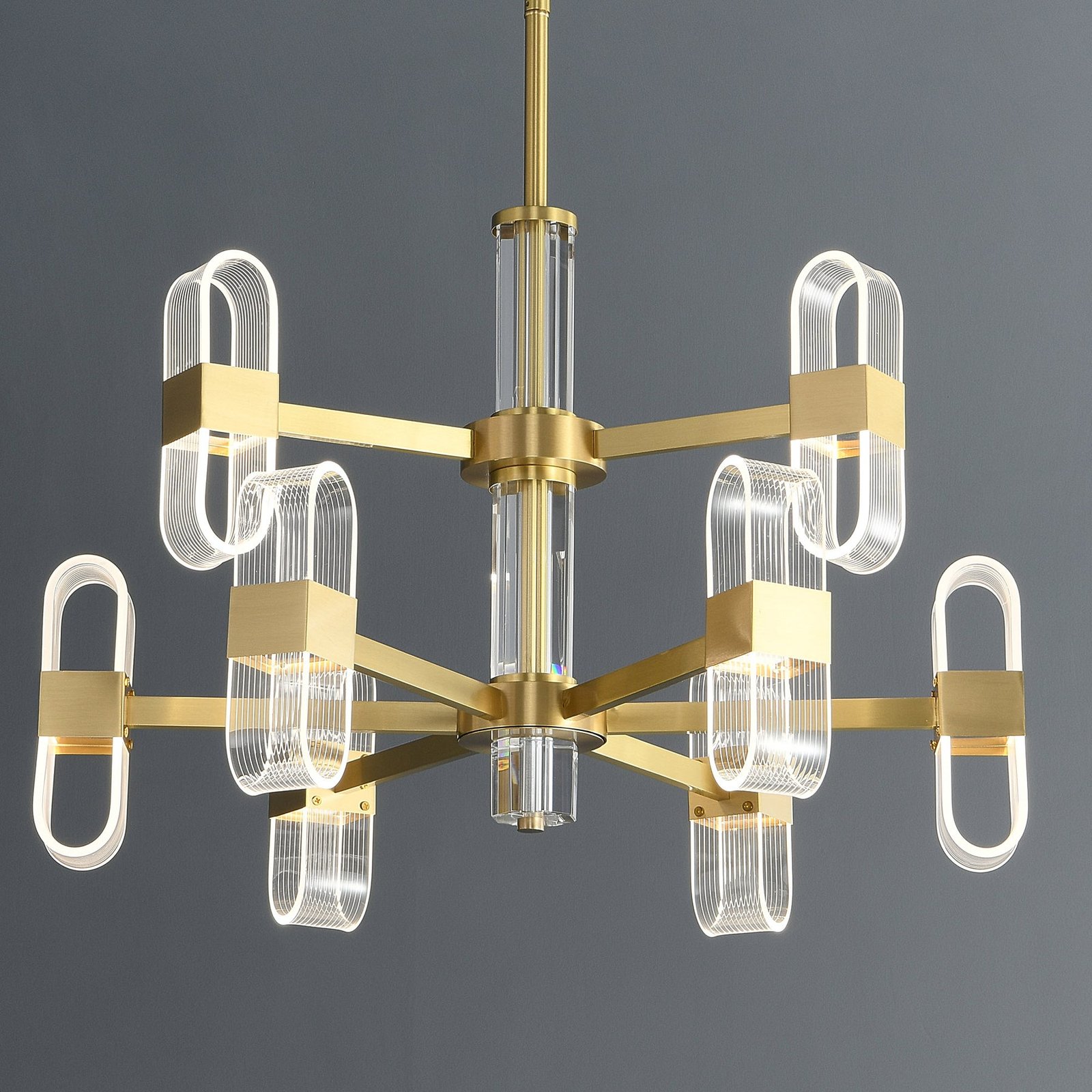 Gold Line Double Layer Chandelier - Image 10
