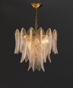 Transparent Leaves Glass Three-tier Chandelier