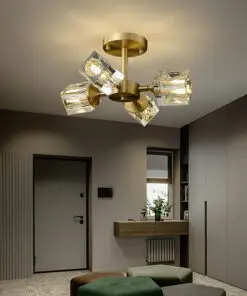 4-Lights Crystal Square Round Chandelier