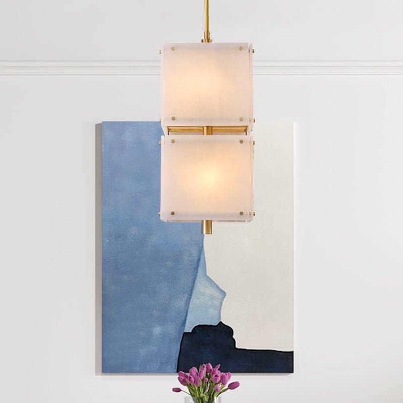 Square marble double head chandelier - Image 4