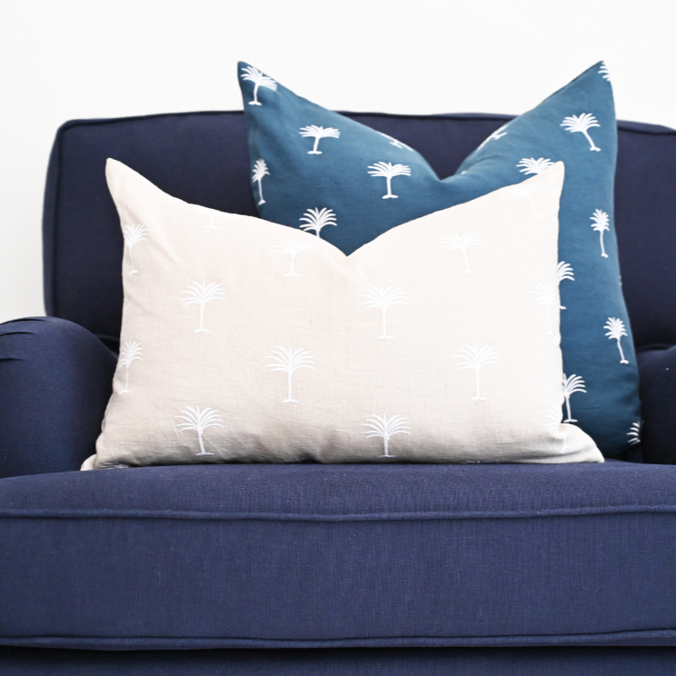 Palm Tree White/Oatmeal Lumbar Cushion - Cover Only - Image 3