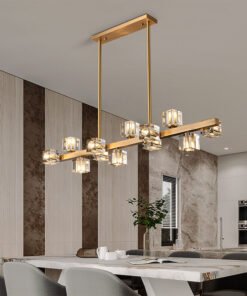 Line Cube Crystal Chandelier
