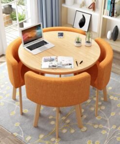 Alternative view of Round Wooden Dining Table Set