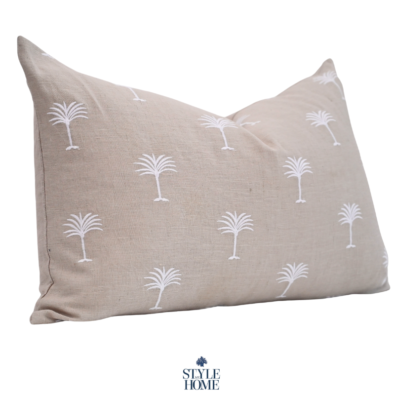 Palm Tree White/Oatmeal Lumbar Cushion - Image 5