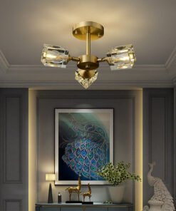 3-Lights Crystal Square Round Chandelier