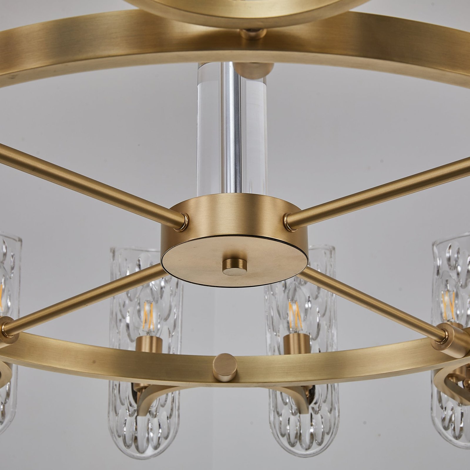 Water pattern glass gold chandelier - Image 8