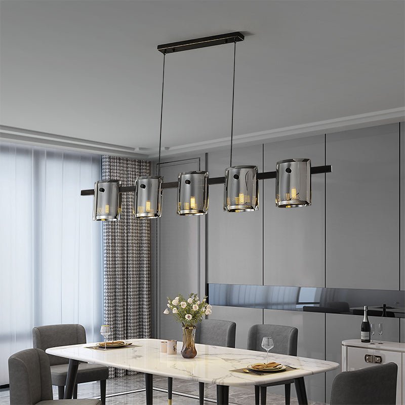 Modern Linear Smoke grey Rectangle chandelier L48" - Image 2